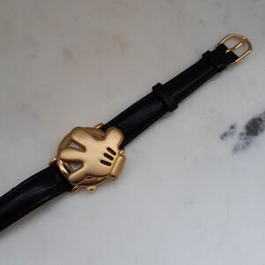 Gold and Black Leather Men's Watch
